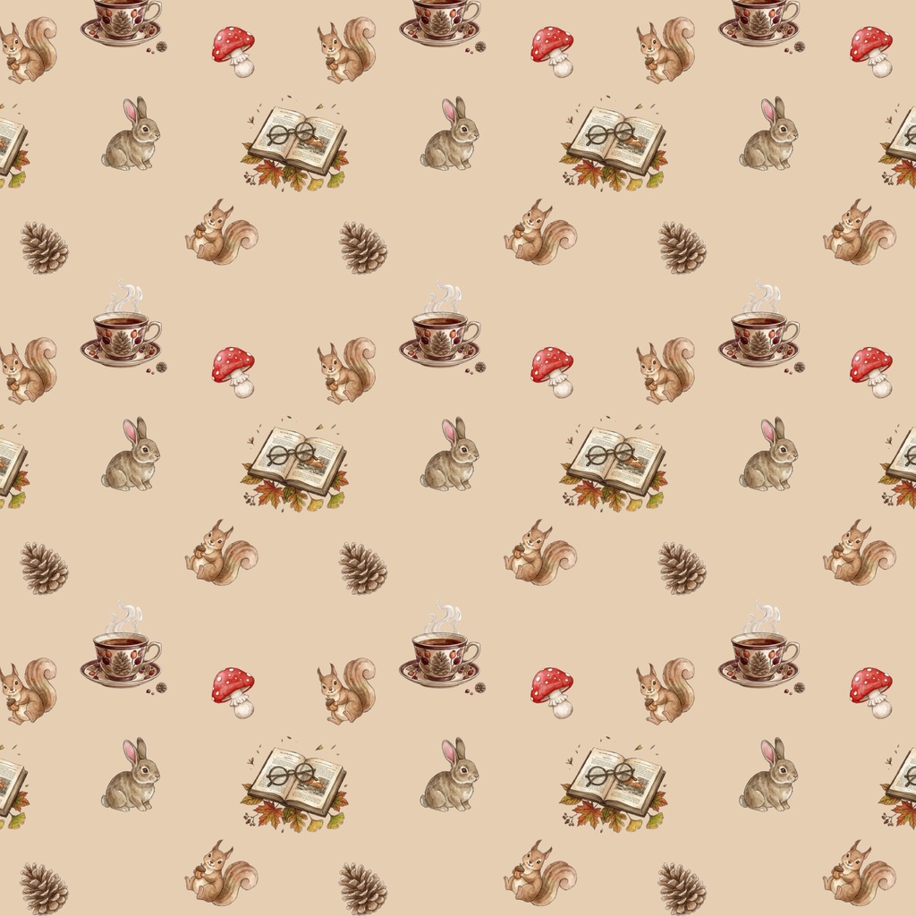 秋の森のさんぽ道｜手描き水彩デジタルペーパーセットAutumn Forest Walk | Hand-Drawn Watercolor Digital Paper