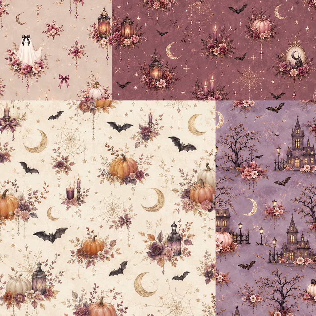 HALLOWEEN ENCHANTMENT Romantic Gothic Digital Paper Collection20枚セット・ハロウィンデジタルペーパー