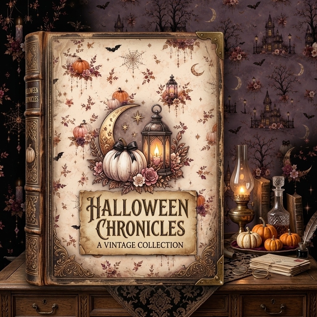 HALLOWEEN ENCHANTMENT Romantic Gothic Digital Paper Collection20枚セット・ハロウィンデジタルペーパー