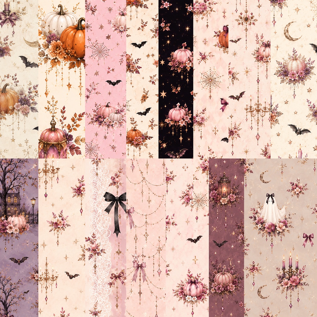 HALLOWEEN ENCHANTMENT Romantic Gothic Digital Paper Collection20枚セット・ハロウィンデジタルペーパー