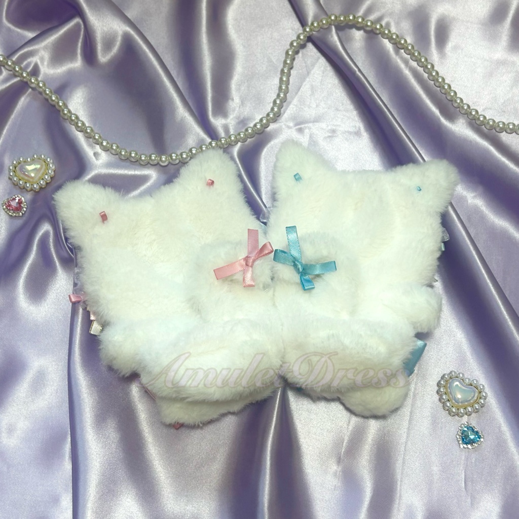 裏地付き【11cm~13cm】短足猫耳ぬい服(水色)