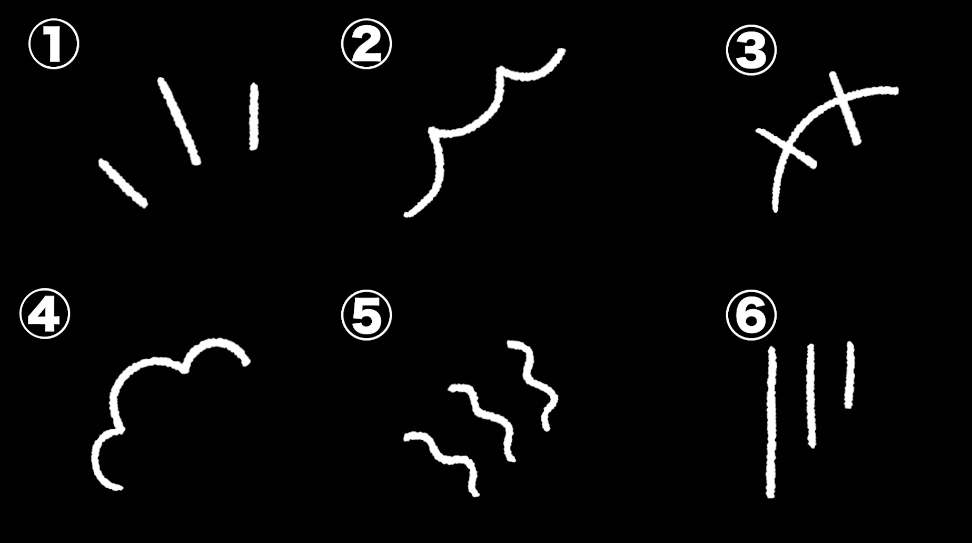 【GIF・連番PNG・AEP】6種類の手書き効果線アニメーション素材