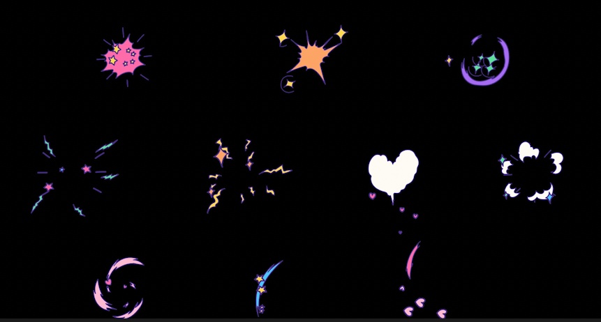 【MOV / AEP / MOGRT】かわいいポップな衝撃波エフェクト素材 全10種セット|背景透過4K MOV・After Effects・Premiere Pro