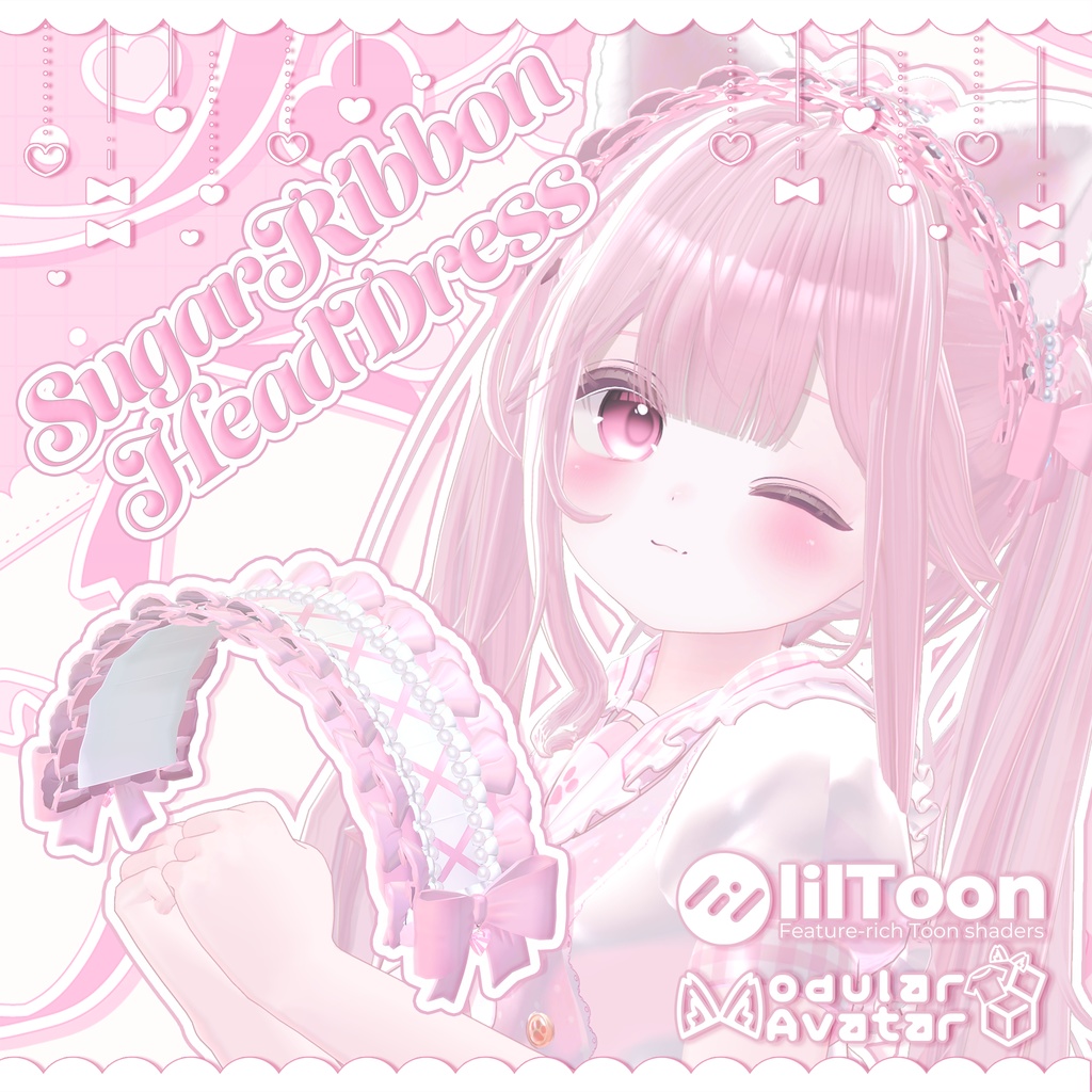 【MA対応】🎀SugarRibbon HeadDress🎀【VRChat想定】