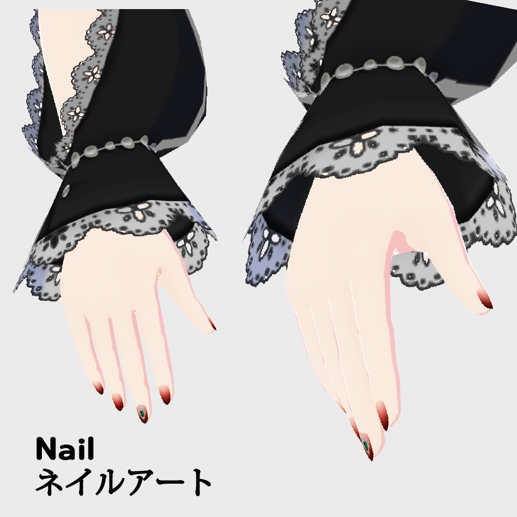 【Vroid】3set ゴシックメッシュドレス セット redblack mesh Gothic dress set