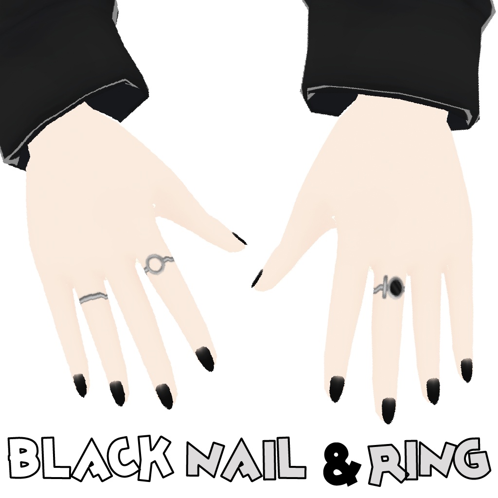 【Vroid】 パンクルック パーカー 4 set. カジュアル casual punk hoodie 4 set, ネイルアート, 指輪, スカート、ルーズソックス 付き, nail, ring