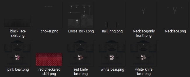 【Vroid】 パンクルック パーカー 4 set. カジュアル casual punk hoodie 4 set, ネイルアート, 指輪, スカート、ルーズソックス 付き, nail, ring