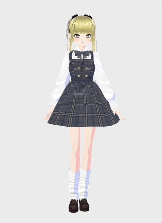 【Vroid】チェック ワンピース, スカート, ドレス, dress, one-piece, 制服