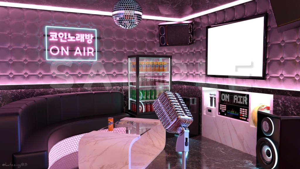 【配信素材】 Vtuber room KARAOKE (5color) set up assets 【Vtuber向け】 Live streaming vtuber background / カラオケ / 노래방