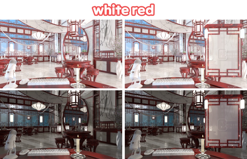 【配信素材】(14color)Vtuber room Oriental style room set up assets 【Vtuber向け】 Live streaming vtuber background / 동양풍 배경