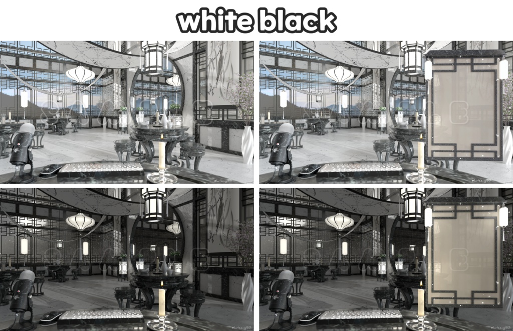 【配信素材】(14color)Vtuber room Oriental style room set up assets 【Vtuber向け】 Live streaming vtuber background / 동양풍 배경