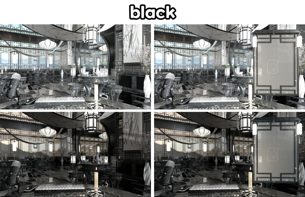 【配信素材】(14color)Vtuber room Oriental style room set up assets 【Vtuber向け】 Live streaming vtuber background / 동양풍 배경