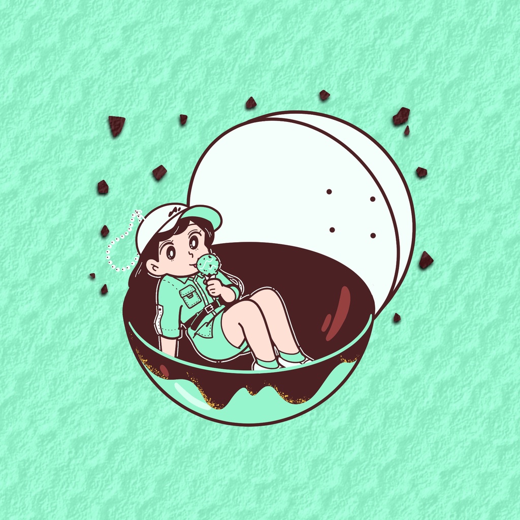 チョコミントアイスBIG缶バッジ