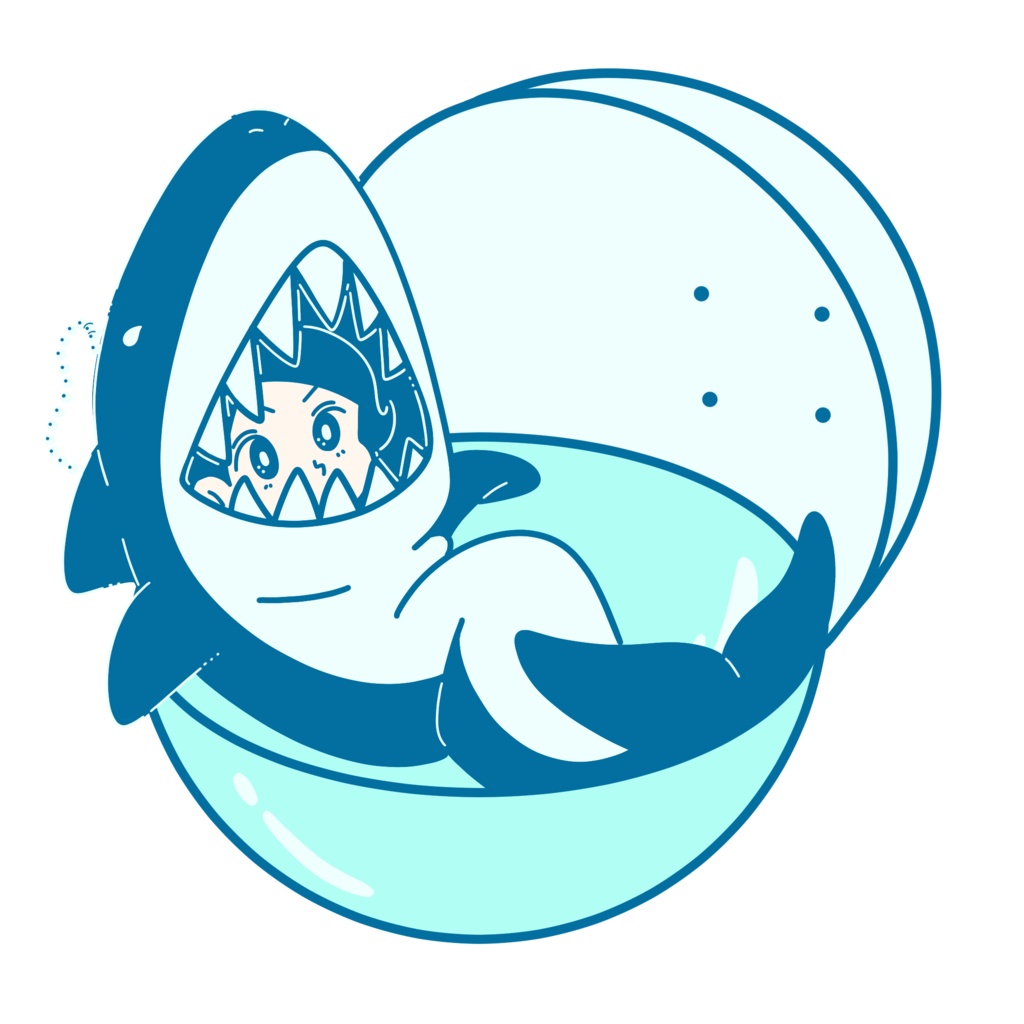 サメの着ぐるみワンポイントT(ライトブルー/アッシュ/ネイビー)