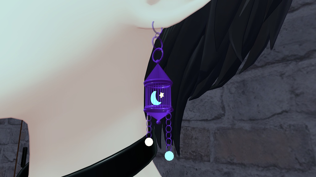 月と星のランプピアス