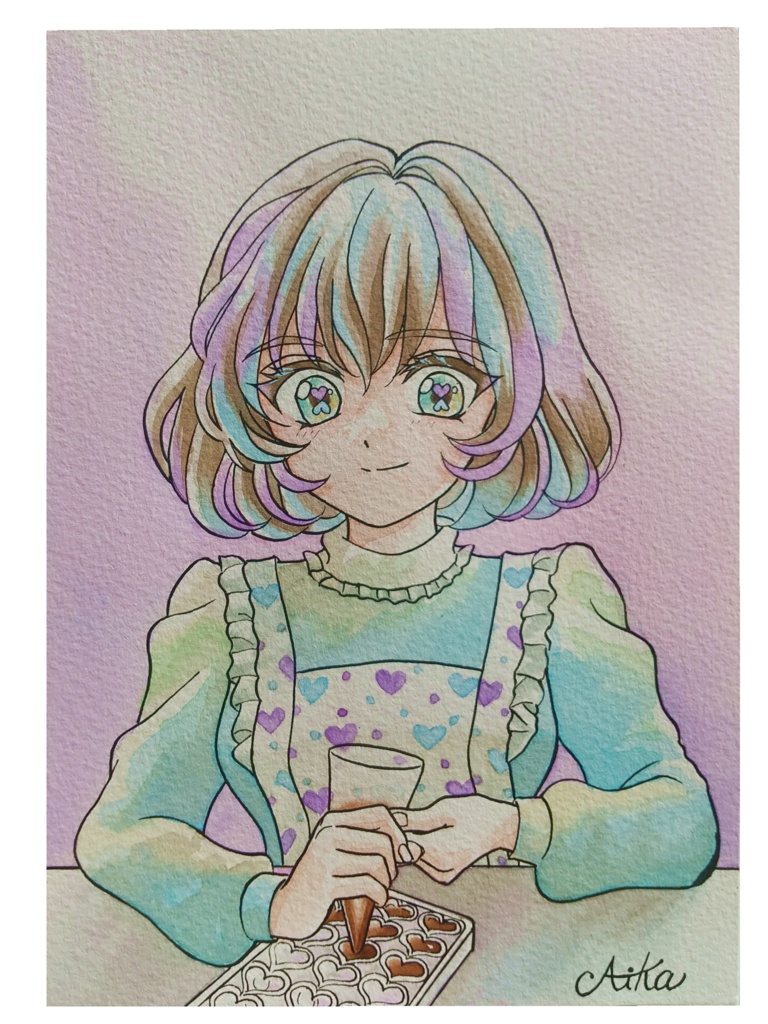 『手作りチョコレート』☆水彩イラスト原画☆