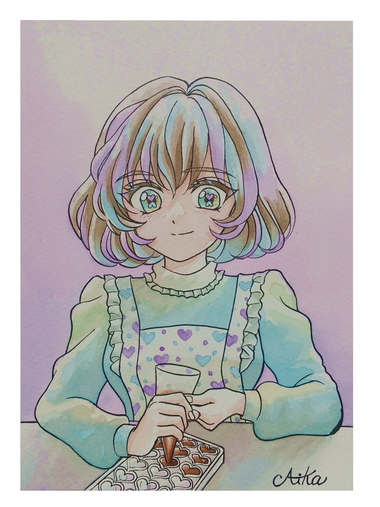 『手作りチョコレート』☆水彩イラスト原画☆