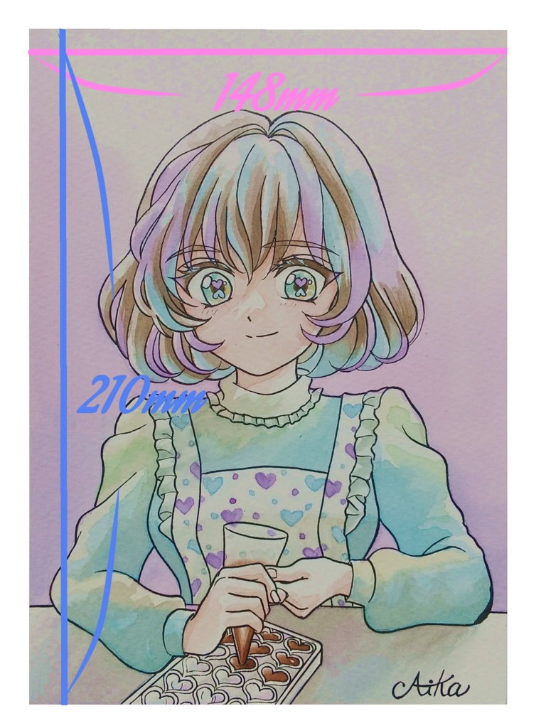 『手作りチョコレート』☆水彩イラスト原画☆
