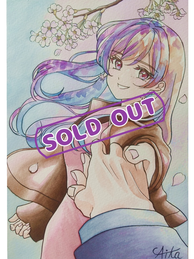 『春の風🌸』☆水彩イラスト原画☆
