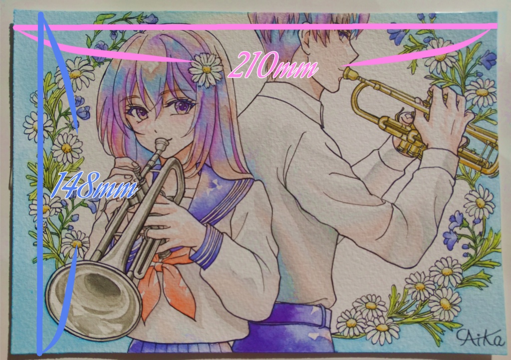 『マーガレット🌼』☆水彩イラスト原画☆