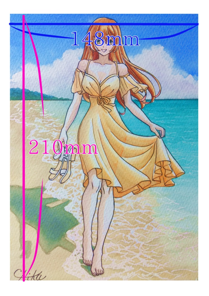 『青空と海』✩水彩イラスト原画✩