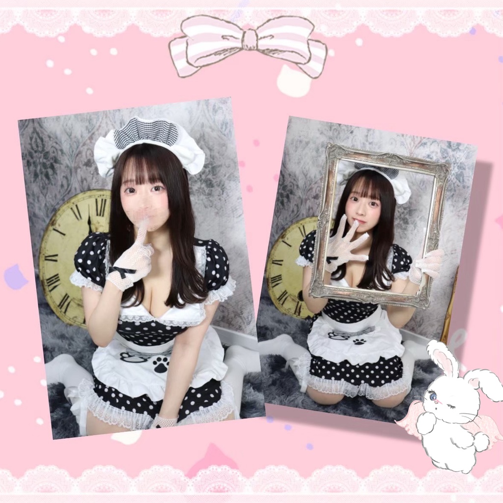 モノクロメイド服ブロマイド（3種類）