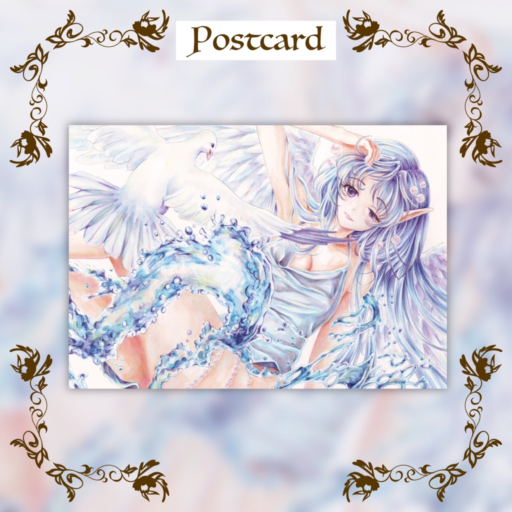 Sachiのアナログ原画ポストカード『愛は美でつなぎとめる』