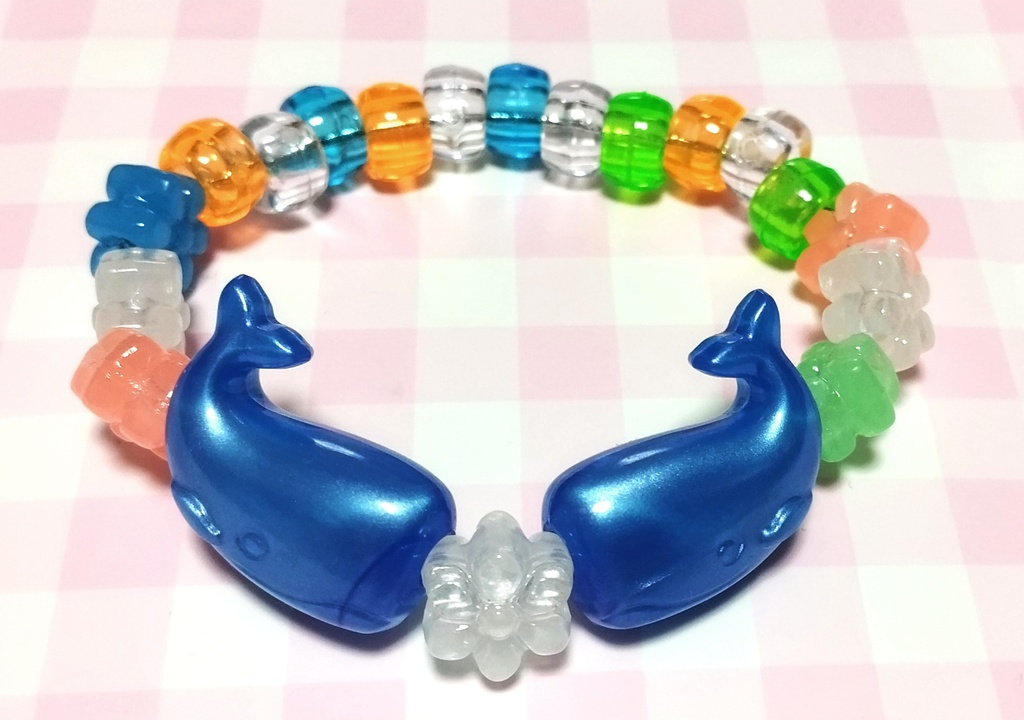 ブレスレット【鯨が消えた入り江】花と鯨