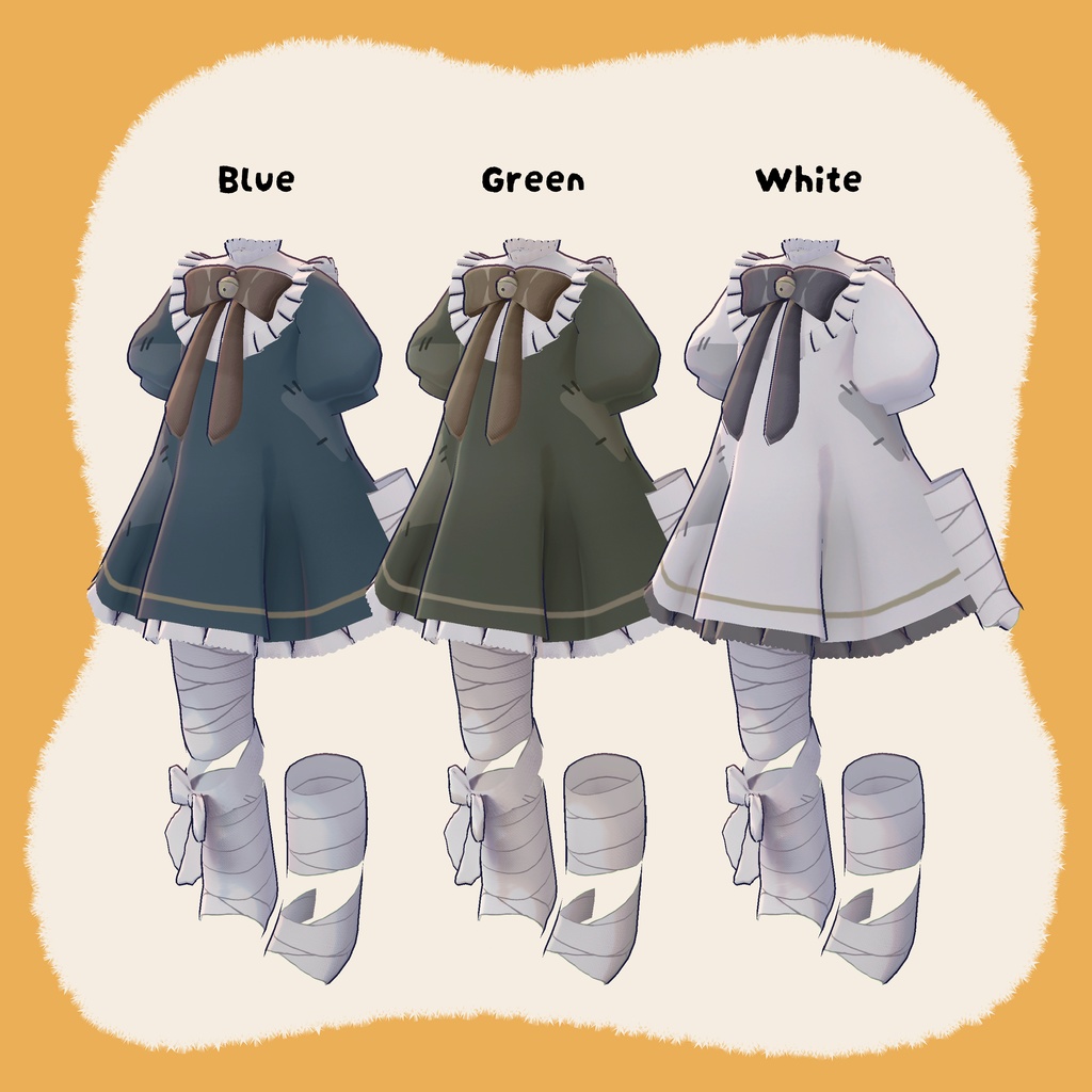 【キプフェル / Kipfel】ボロボロワンピースとほうたい【肌と目のテクスチャ付き】