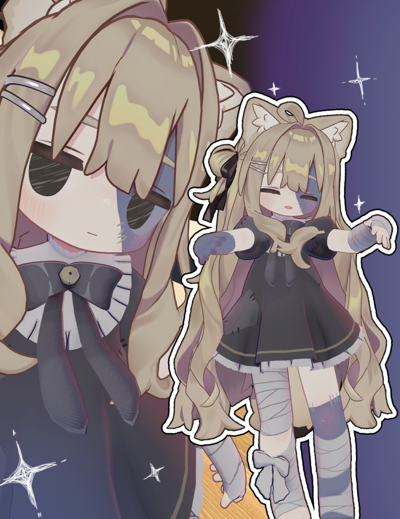 【キプフェル / Kipfel】ボロボロワンピースとほうたい【肌と目のテクスチャ付き】