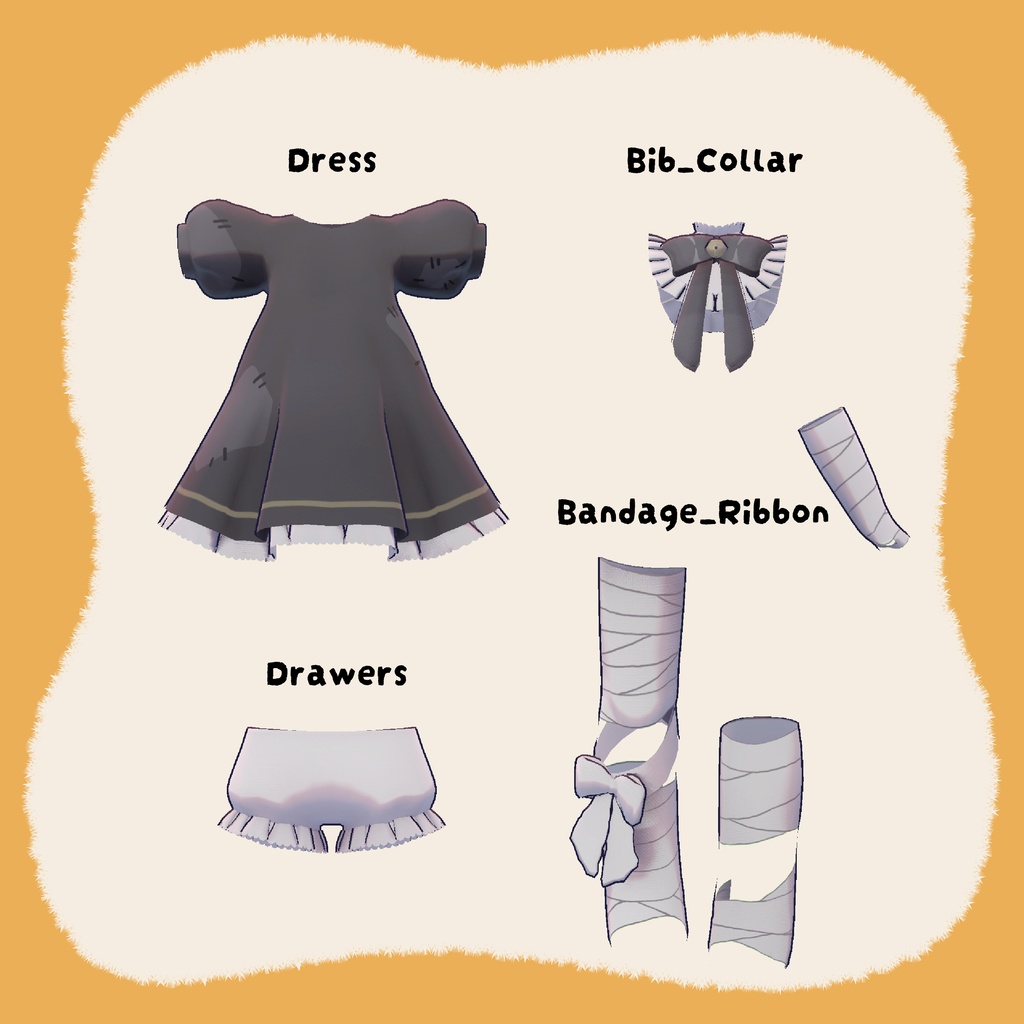 【キプフェル / Kipfel】ボロボロワンピースとほうたい【肌と目のテクスチャ付き】