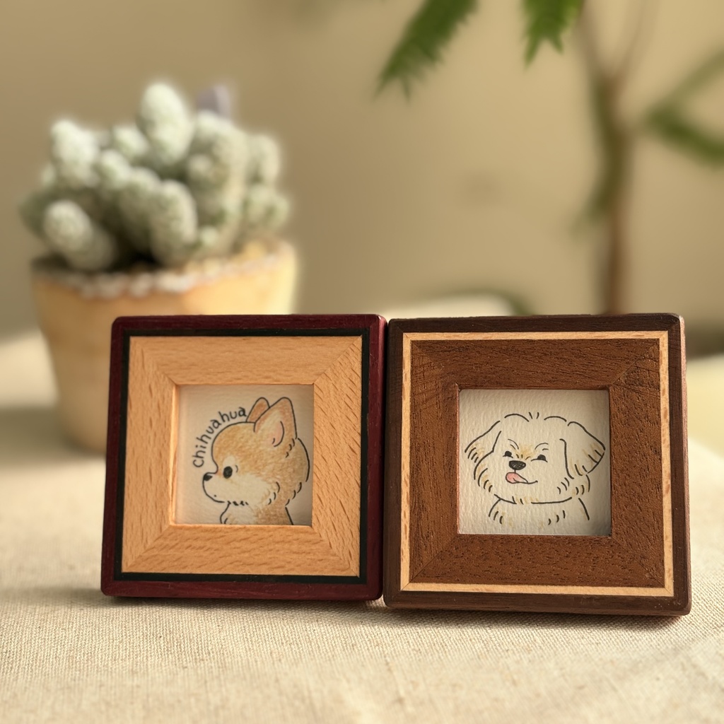 【ちび額｜6×6cm】ペット似顔絵オーダー