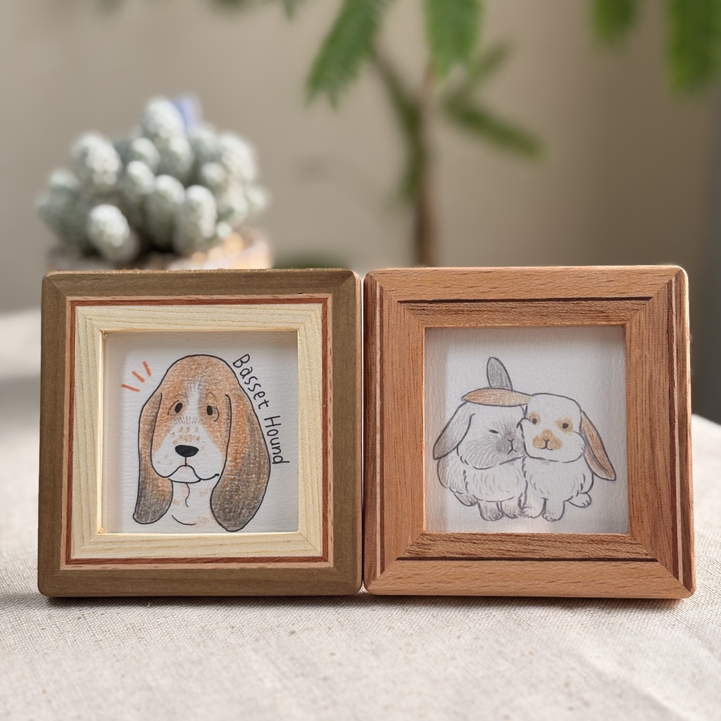 【ましかく額｜8×8cm】ペット似顔絵オーダー