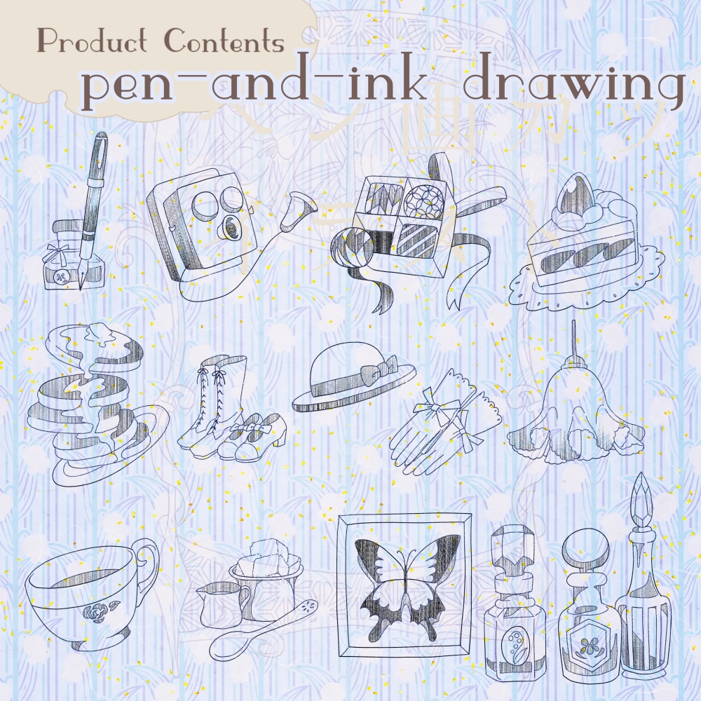 大正浪漫レトロ素材集(カスタム用ブラシ素材入り)