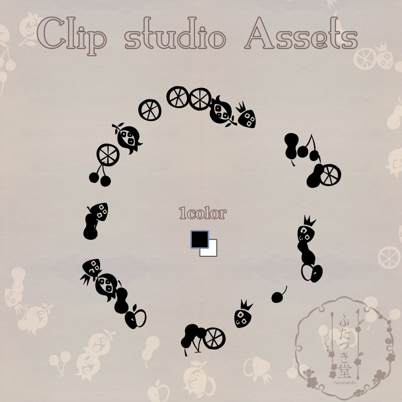 果物リース&スタンプ【クリスタ素材】