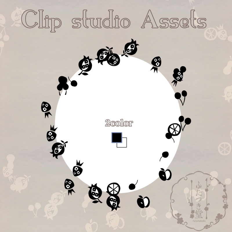 果物リース&スタンプ【クリスタ素材】