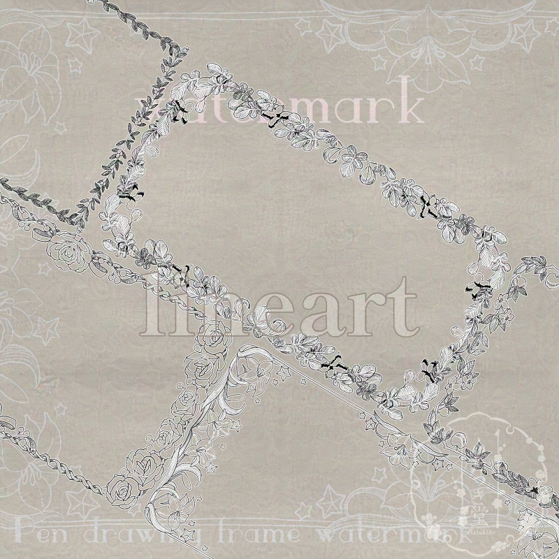 ペン画フレームウォーターマーク