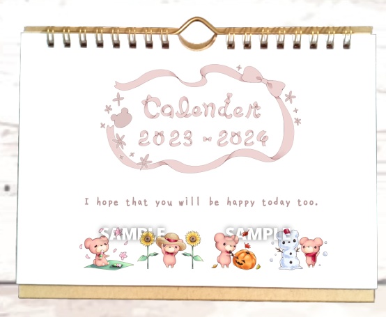卓上・壁掛け可♩クマさんカレンダー / 2023年4月~2024年3月