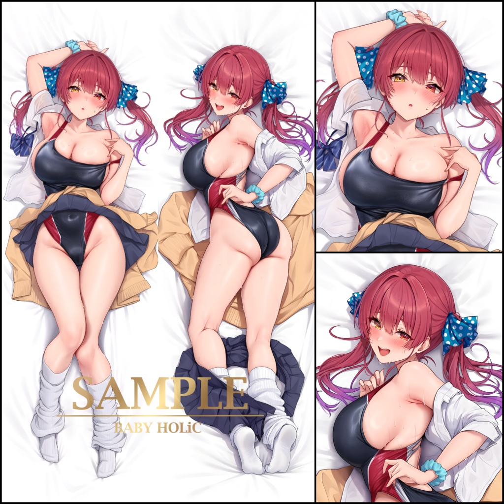 【非公式】宝鐘マリン抱き枕カバー　制服×競泳水着ver