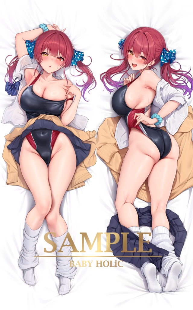 【非公式】宝鐘マリン抱き枕カバー 制服×競泳水着ver