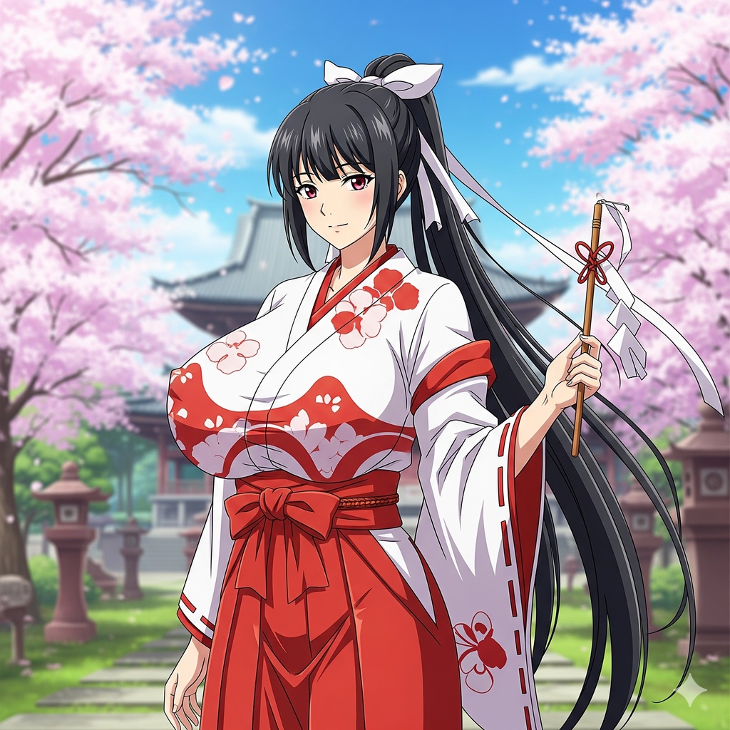 巨乳の巫女さん