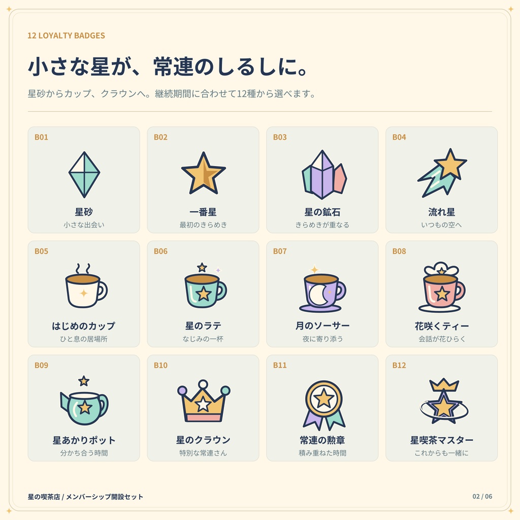 【YouTube / Twitch】星の喫茶店|バッジ12種・スタンプ24種+メンバーシップ開設セット