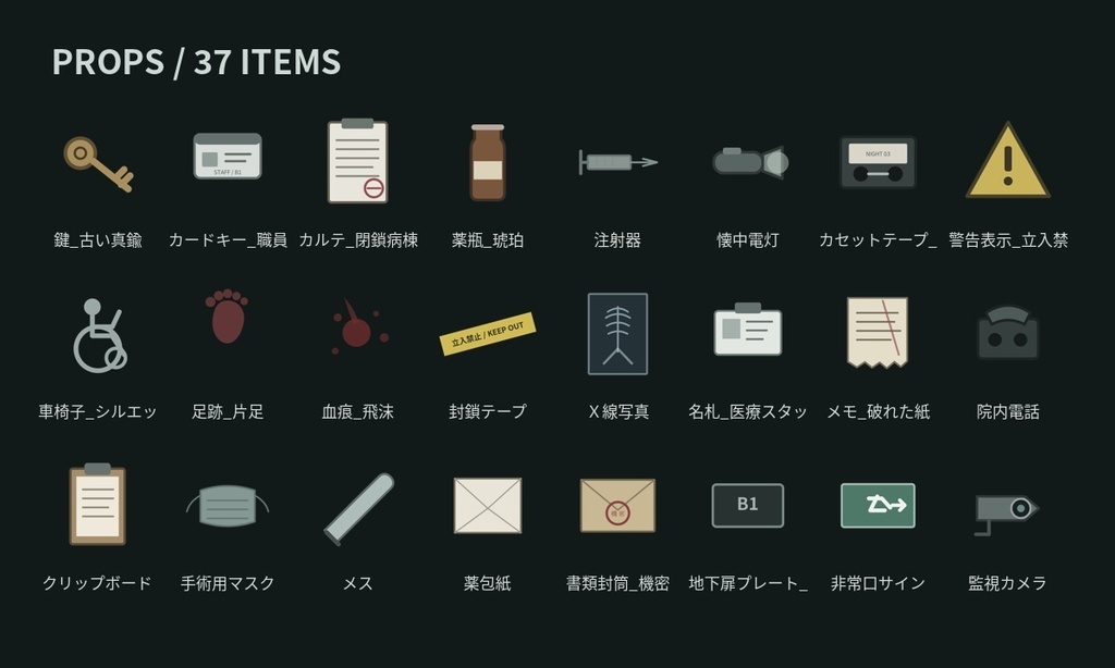 〖TRPG/ココフォリア素材〗WARD-13 旧・白鷺療養病院 完全卓セット|廃病院背景72枚+小物37点+ハンドアウト