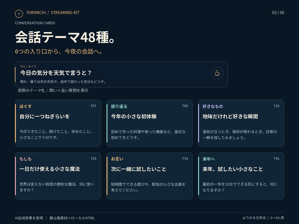 【2〜4人用】よりみち忘年会|コラボ配信進行セット【配信素材・司会ツール付き】