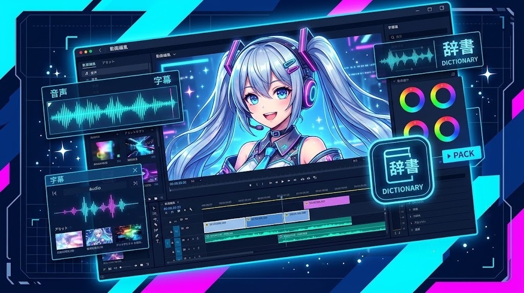 【字幕確認時間を76.9%削減】V-Sub Studio Pro|VTuber切り抜き・長時間配信編集者用 固有名詞辞書付き字幕仕上げツール(Premiere / DaVinci / YMM4対応)
