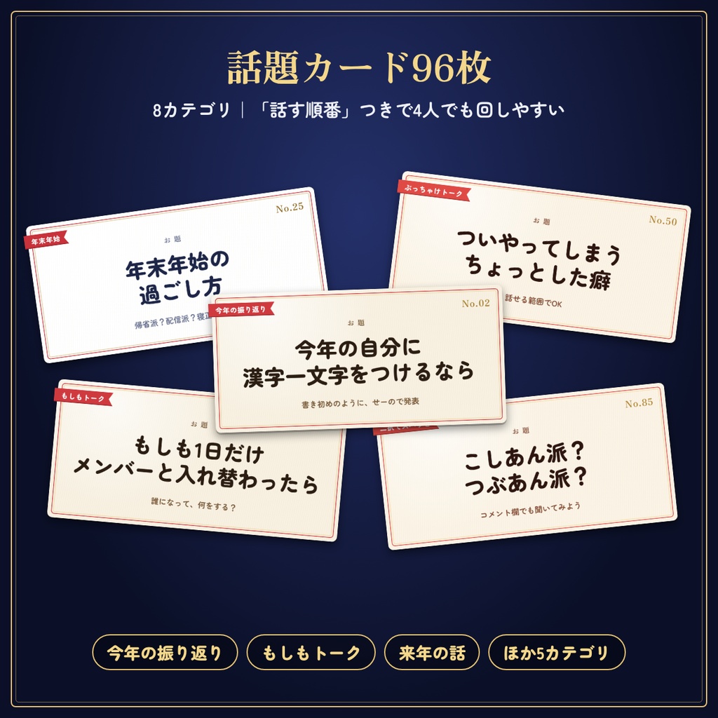 【OBS対応】2〜4人の忘年会・コラボ配信進行セット|名前・お題・投票・ランキング編集可