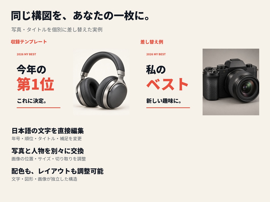 【編集可能30種】年末総集編・ランキング用サムネイルテンプレート|PPTX・SVG