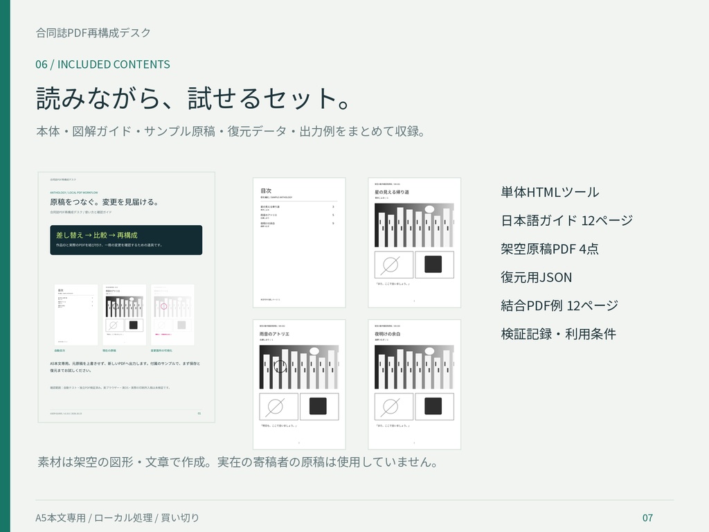 合同誌PDF再構成デスク|原稿差し替え・旧版比較・結合PDF出力【A5本文専用】