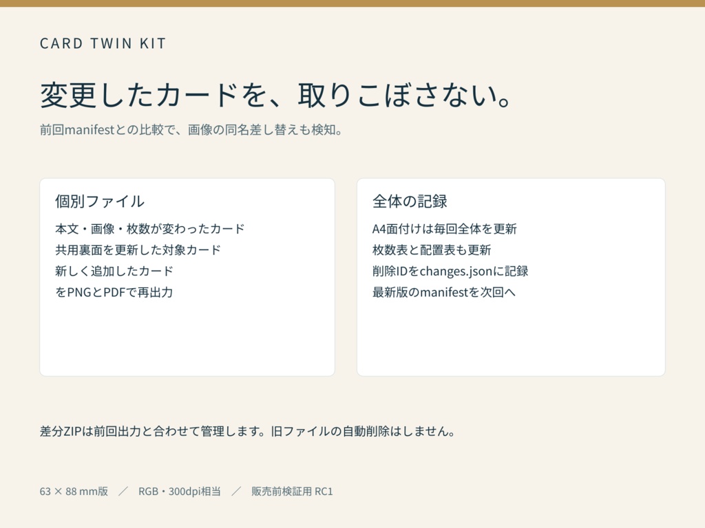 CARD TWIN KIT|CSVからカードの印刷用PDF・ゲーム用PNGを一括出力【63×88mm版】