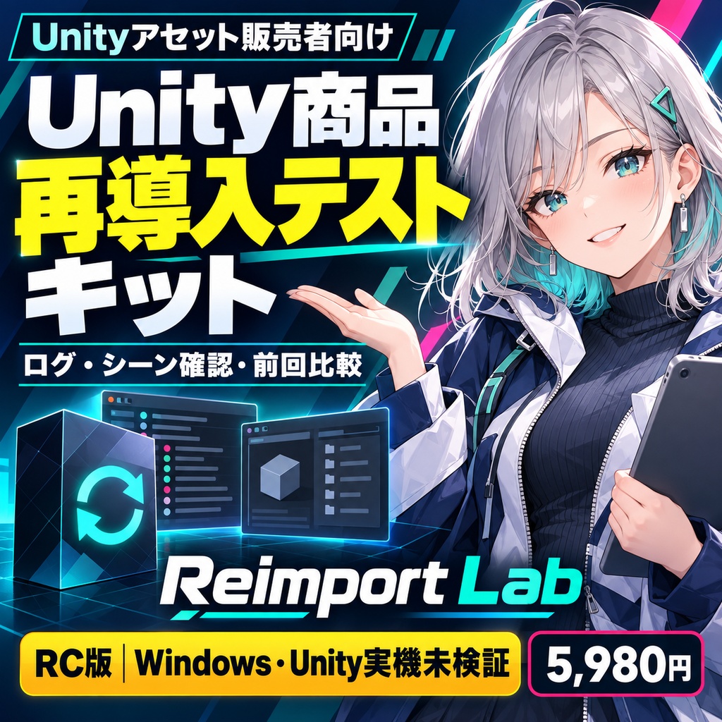 【RC版・実機未検証】Unity配布商品の再導入試験キット｜Reimport Lab